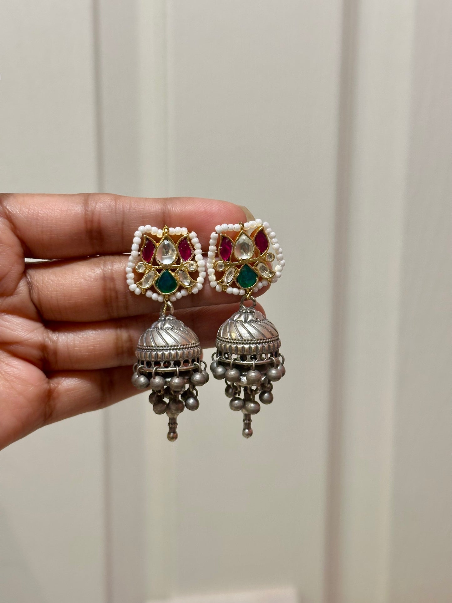 Jadau Kundan Bandhni Jhumka