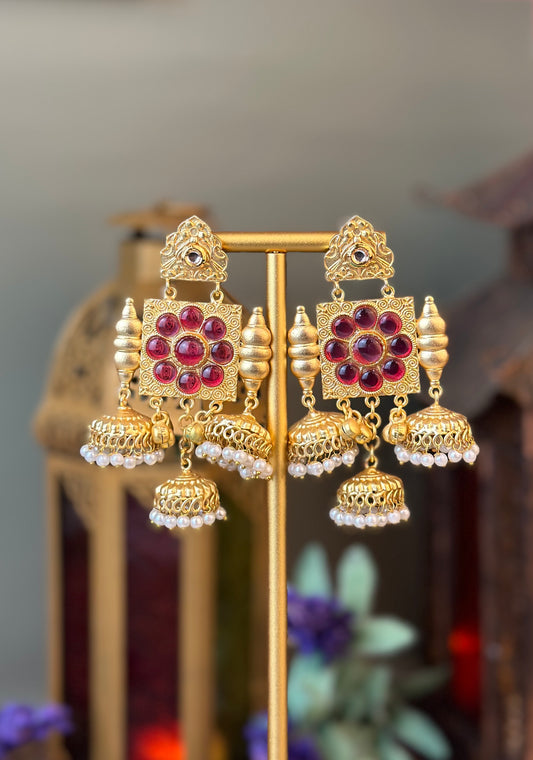 Gold plated fusion earrings