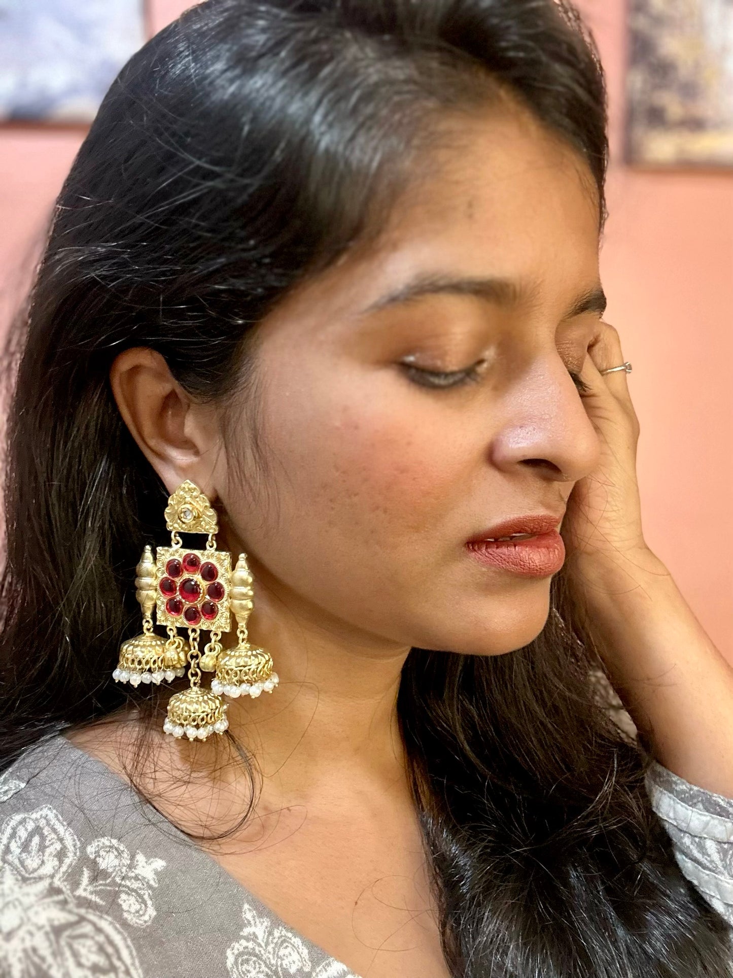 Gold plated fusion earrings