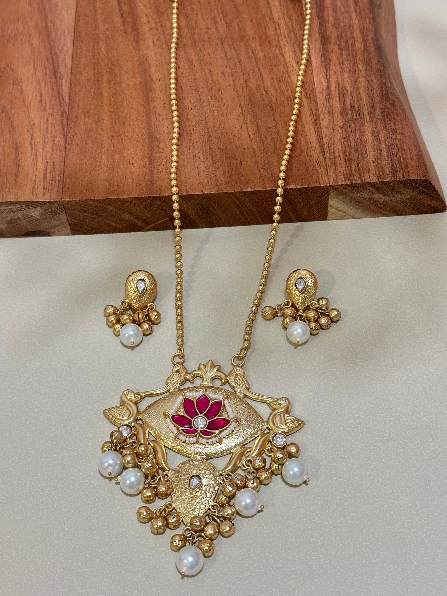 Fusion Long Necklace with Jadau Kundan Work