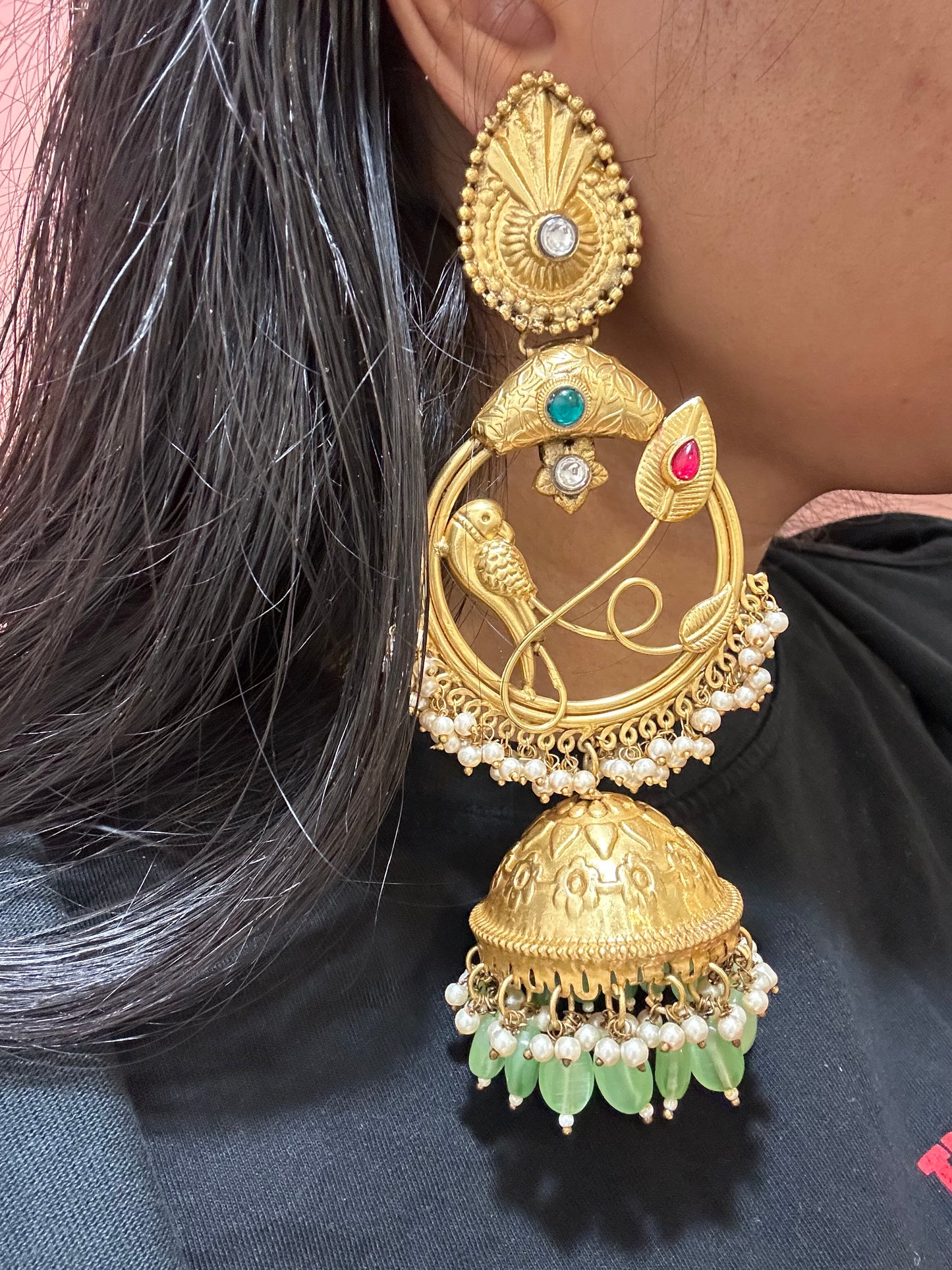 Bird Motifs Jhumka