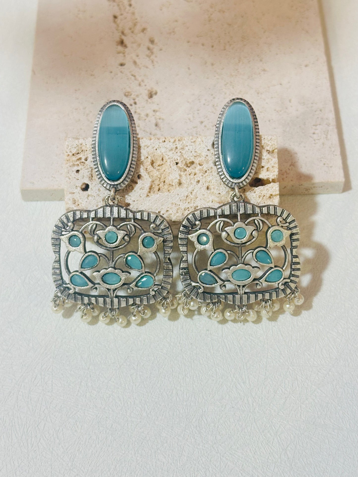 Silver Plated Floral Motifs Earrings