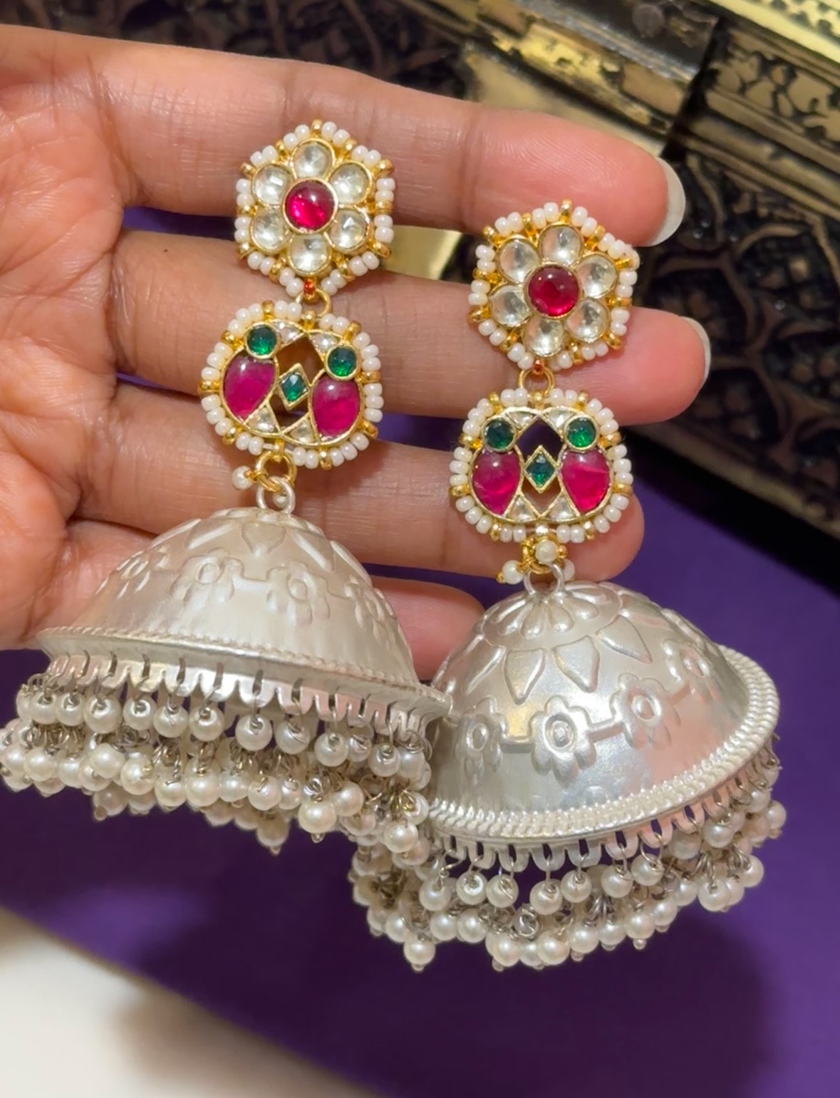 Jadau Kindan Fusion Jhumka