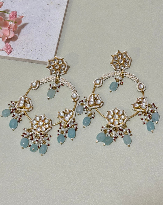 Pachi Kundan Chandbali Earrings