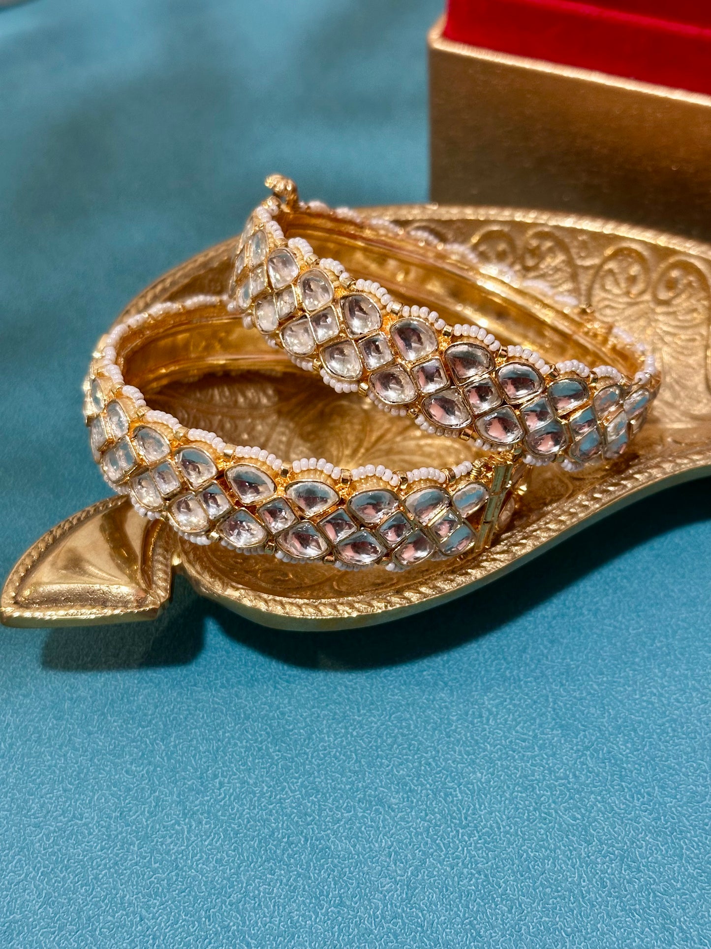 Semi bridal Pachi Kundan Bangles