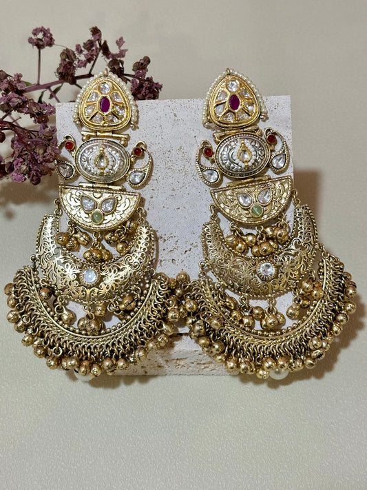 Statement Cutwork Chandbali Earrings