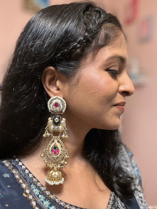 Bird Motif Statement Jhumka