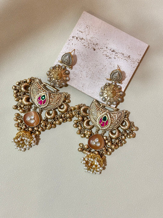 Dual Toned Moon Shape Jhumka