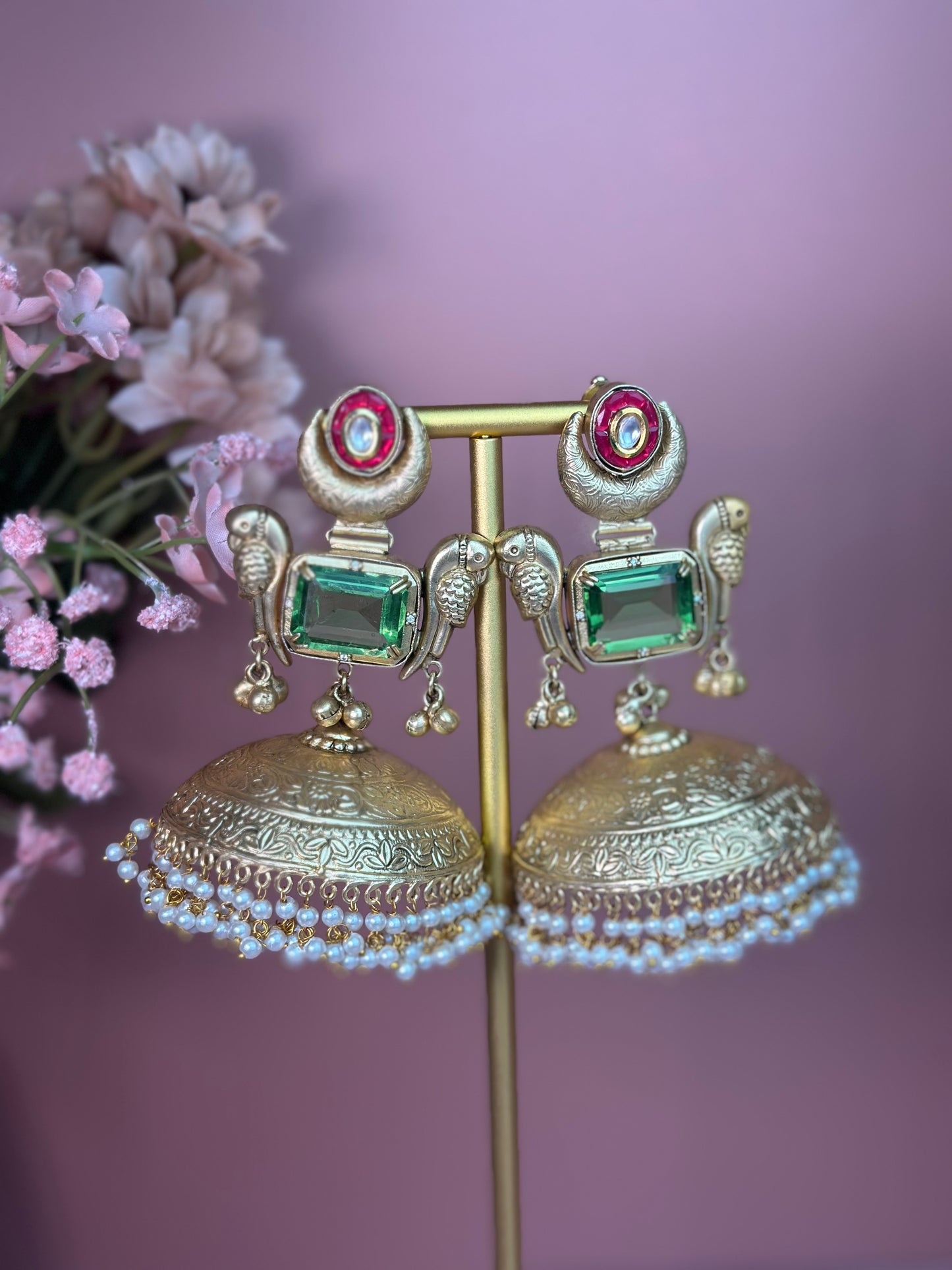 Bird Motifs Statement Jhumka