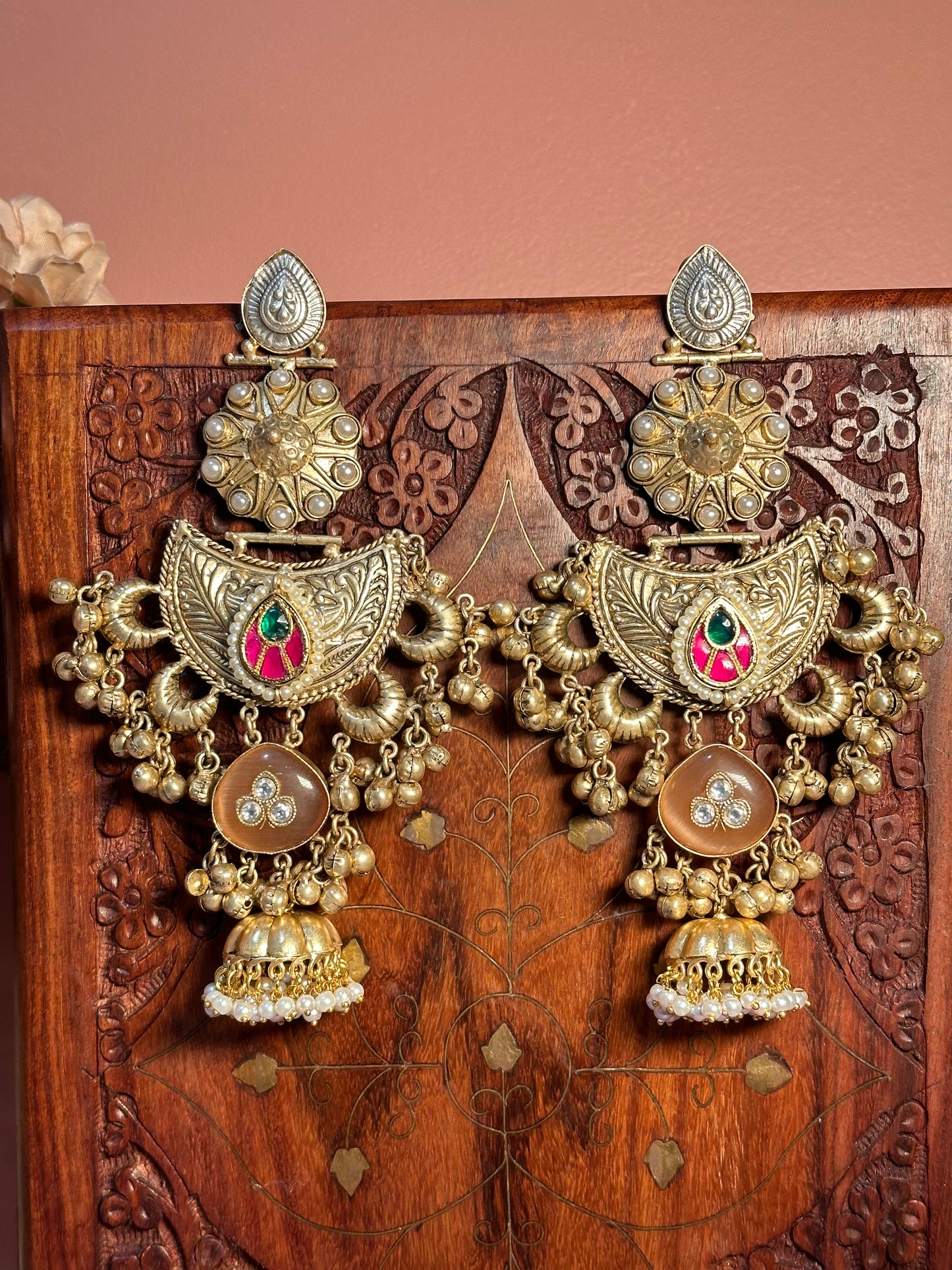 Dual Toned Moon Shape Jhumka